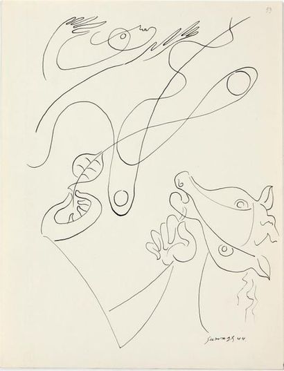 null LÉOPOLD SURVAGE (1879-1968)
Composition à la vache
Encre, signée en bas à droite...