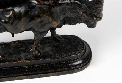 null D'APRÈS ROSA BONHEUR (1822-1899)
Taureau et Vache 
Deux bronzes patinés, signés...