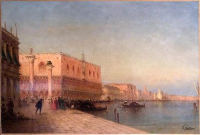 null CHARLES-CLÉMENT CALDERON (1870-1906)
Venise, vue sur le palais des Doges
Huile...