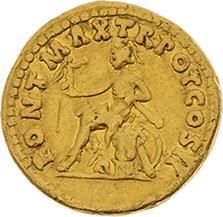null TRAJAN (98-117) 
Auréus (98). Rome. 7,29 g. Sa tête laurée à droite. R/ Rome...