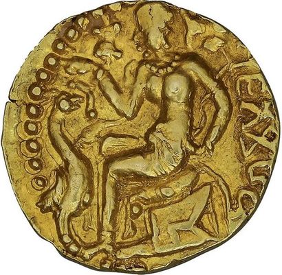 null INDE
EMPIRE GUPTA : KUMARAGUPTA (414-555 av. J.-C.) 
Statère d'or. 8,12 g. Le...