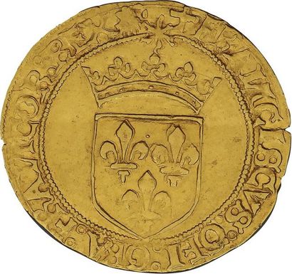 null FRANÇOIS Ier (1515-1547) 
Écu d'or au soleil, 8e type. Dijon. D. 779. Rare....