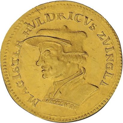 null SUISSE
Zurich 
Ducat d'or au buste de H. Zwingli. 3,46 g. Fr. 489. Superbe....