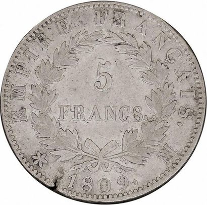 null MONNAIES FRANÇAISES en ARGENT
PREMIER EMPIRE (1804-1814) 
5 francs. 1809. Marseille...