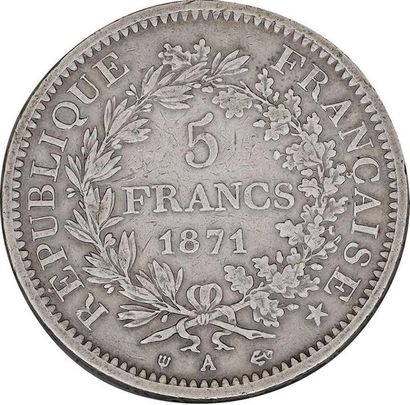 null MONNAIES FRANÇAISES en ARGENT
COMMUNE de PARIS (18 mars - 28 mai 1871) 
5 francs,...