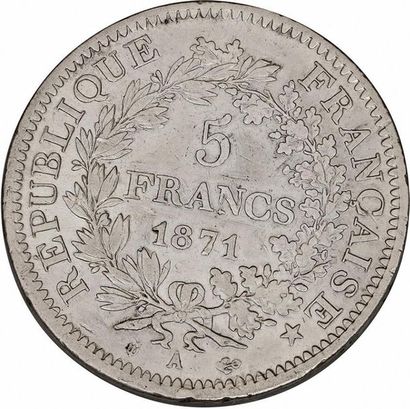 null MONNAIES FRANÇAISES en ARGENT
COMMUNE de PARIS (18 mars - 28 mai 1871) 
5 francs,...