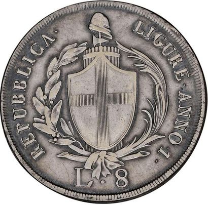 null RÉPUBLIQUE de LIGURIE (1798-1805) 
8 lire. 1798. Gênes. L.M.N. 910. TTB à s...