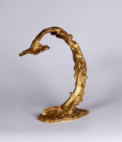 null DANS LE GOÛT DE RAOUL LARCHE
Pied de lampe Art Nouveau en bronze ciselé et doré...