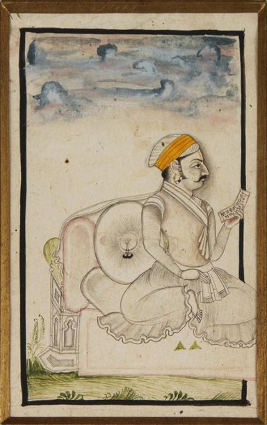 null PENDJAB et RAJASTHAN, DÉBUT DU XXe SIÈCLE 
Portrait d'un guerrier sikh et deux...
