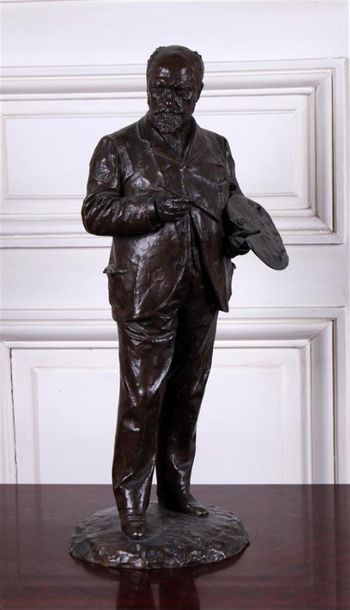 null DENIS PIERRE PUECH (1854-1942)
Portrait à la palette
Épreuve en bronze à patine...