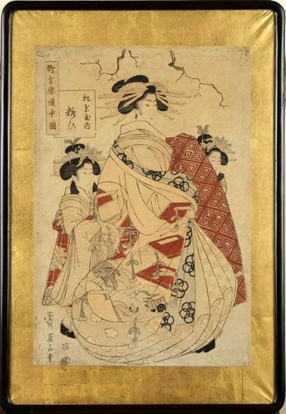 null KIKUGAWA EIZAN (1787-1867)
OBAN représentant trois femmes drapée dans un manteau
Haut....