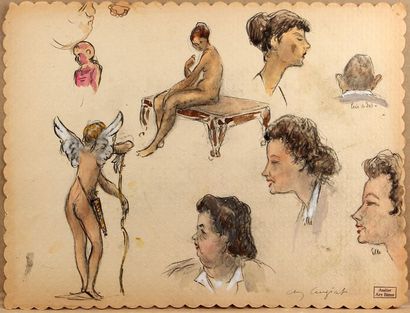 null ARY JEAN LÉON BITTER (1883-1973)
Projet de sculptures Études de personnages...