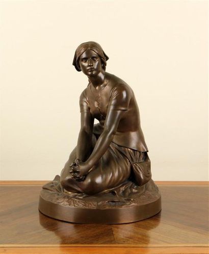 null HENRI CHAPU (1833-1891)
Jeanne d'Arc
Bronze à patine médaille, signé et marqué...
