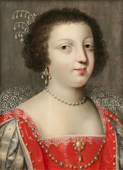 null ATTRIBUÉ À JEAN DUCAYER (ACTIF EN FRANCE VERS 1635)
Portrait de Dame en rouge
Panneau...