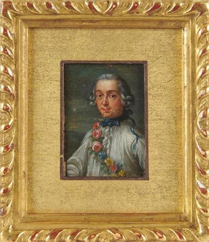 null ÉCOLE FRANÇAISE DU XVIIIe SIÈCLE
Portrait d'homme à l'écharpe fleurie
Huile...