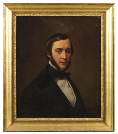 null LUIGI RUBIO (1808-1882)
Portrait d'homme à la veste noire
Huile sur toile, signée...