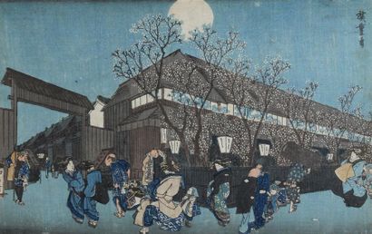 null UTAGAWA HIROSHIGE (1797-1858)
Trois oban yoko-e, de différentes séries, représentant...