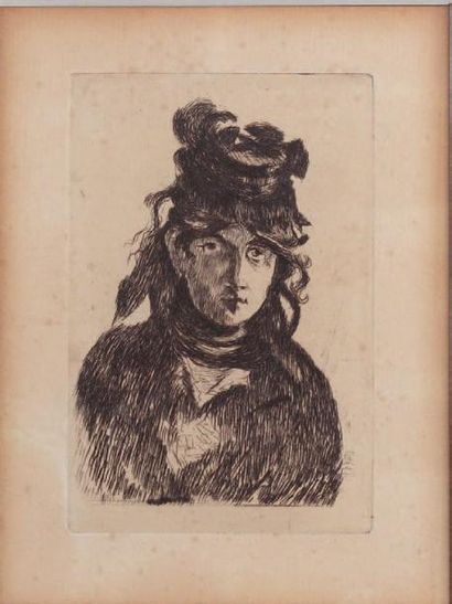 D'après Edouard MANET Portrait de BerThe Morisot Gravure réalisée d'après une peinture...