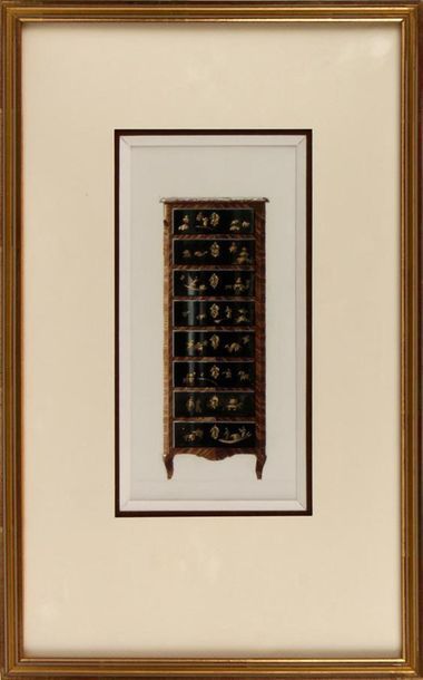 null ÉCOLE FRANÇAISE DU XXe SIÈCLE
Eléments de mobilier : fauteuil Louis XVI, armoire...