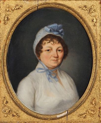 null ÉCOLE FRANÇAISE DU DÉBUT DU XIXe SIÈCLE 
Portrait de Madame Jardin
Huile sur...