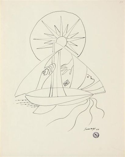 null LÉOPOLD SURVAGE (1879-1968)
Composition au voilier
Encre, signée en bas à droite...