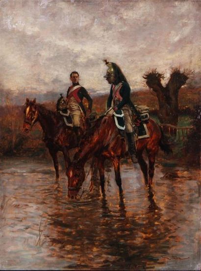 null GEORGES BERTIN SCOTT dit SCOTT DE PLAGNOLLES (1873-1942)
Deux cavaliers du 7ème...