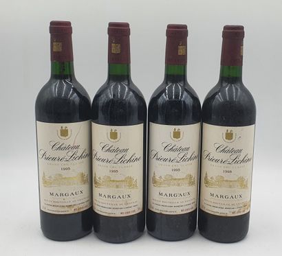 null 4 bouteilles CH. PRIEURE-LICHINE, 4° cru Margaux 1995 (étiquettes légèrement...