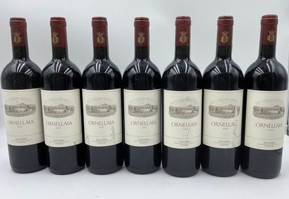 null 7 bouteilles BOLGHERI Ornellaia 2013 (1 étiquette légèrement tachée, 2 étiquettes...