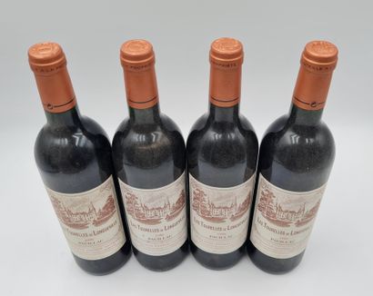 null 4 bouteilles LES TOURELLES DE LONGUEVILLE, Pauillac 1996 (étiquettes légèrement...
