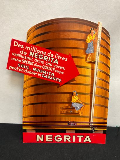 null Carton publicitaire imprimé pour la marque 'Rhum NEGRITA", années 50/60, Dim....