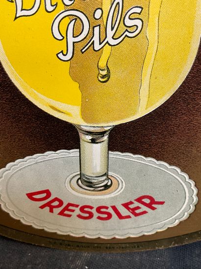 null Lot de 3 plaques publicitaires en tôles lithographiées pour les marques de bières...