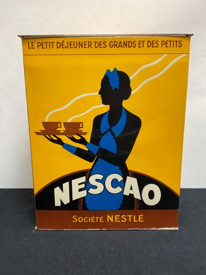 null Printed advertising cardboard constituting a half-cylindrical box for "NESCAO"...
