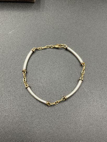 null Bracelet en or jaune 18K 750/°° et argent, L. 18,5 cm, Poids : 10,1 g