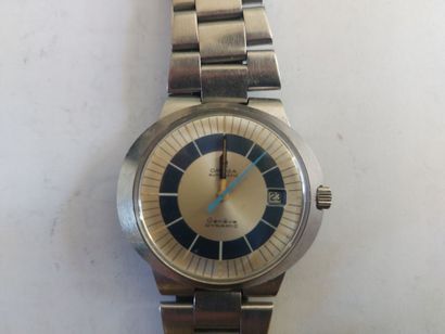 null OMEGA watch,Genève dynainic,circa 1970,stainless steel case,grey blue dial,date...