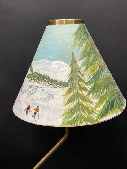 null Lampe de chevet de style moderniste à décor sur le thème du ski et de la montagne,...