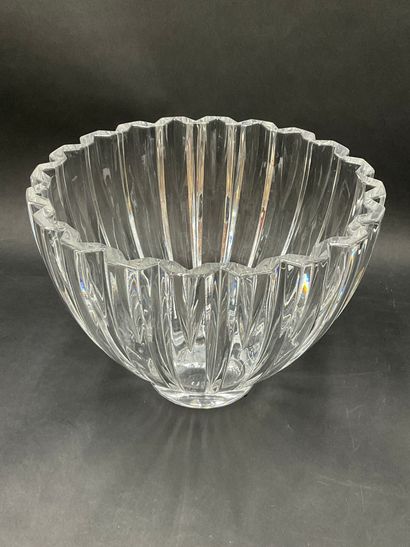 null Villeroy & Boch, Grande coupe à fruit en cristal à décor cannelé, H. 18 cm,...