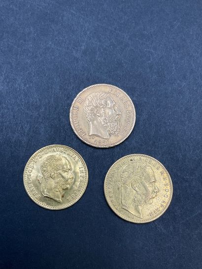 Lot de 3 monnaies en or : HONGRIE : 1 monnaie...