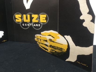 null SUZE Gentiane, Rare et ancien carton/présentoir publicitaire original, dessin...