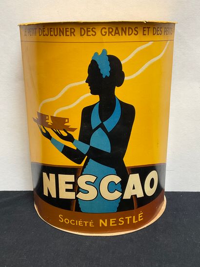 null Printed advertising cardboard constituting a semi-cylindrical box for "NESCAO"...