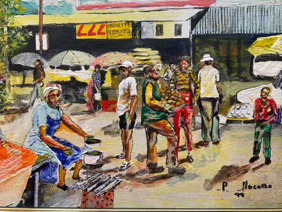 null Patric NGCOBO (Artiste du XXème), Vue de du quartier de Mamelodi East à Pretoria,...