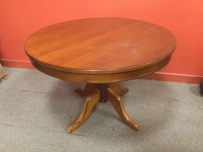 Round wooden table, diam 110 cm with 2 extensions...