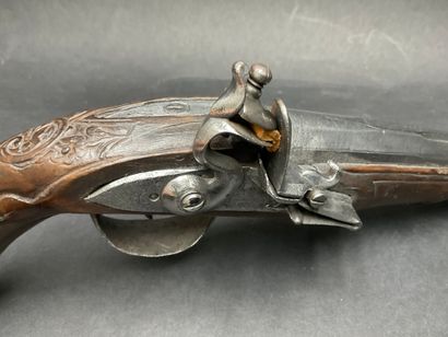 null Pistolet à silex marqué du fabriquant CASSAIGNARD à Nantes, attribué à la marine,...