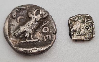 null Lot de 2 Monnaies Grecques - ATTIQUE - ATHÈNES ( IV-III ème s. av. J.C) - Drachme,...
