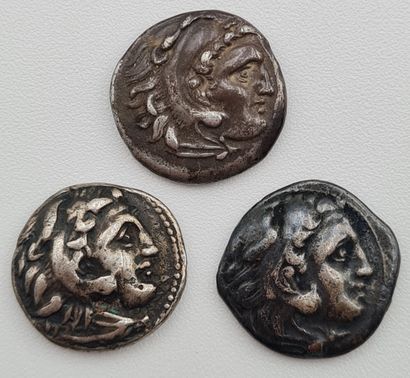 null Lot de 3 Monnaies Grecques - ROYAUME DE MACÉDOINE - ALEXANDRE III LE GRAND (c....