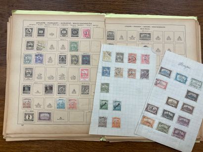 null Chemise contenant environ 75 feuilles SCHAUBEK pré-imprimées pour timbres tous...
