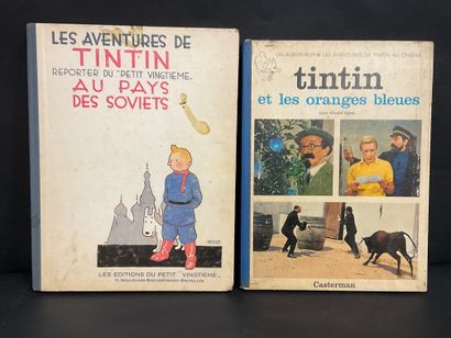 null TINTIN, Lot de 2 albums : "Tintin au pays des Soviets", réédition de 1981, couverture...