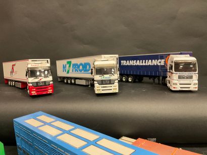 null Lot of 6 semi-trailers, some advertising, scale 1/43