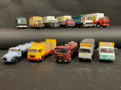 Lot of 11 trucks, some advertising, scale...