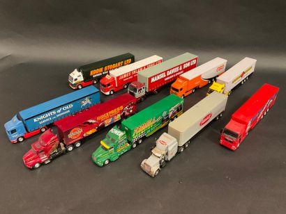 null Lot of 10 road tractors with their advertising trailers, scale 1/50th, metal...