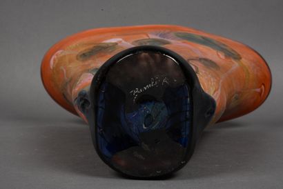 null Raymond BRANLE, Maître verrier, Vase en verre soufflé à inclusion, H. 25 cm...
